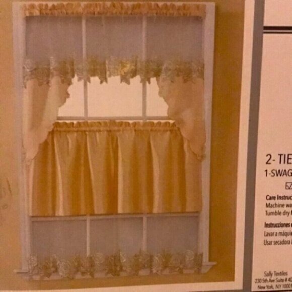 3PC Najwa Embroidery Kitchen Curtain Set New - Picture 2 of 2